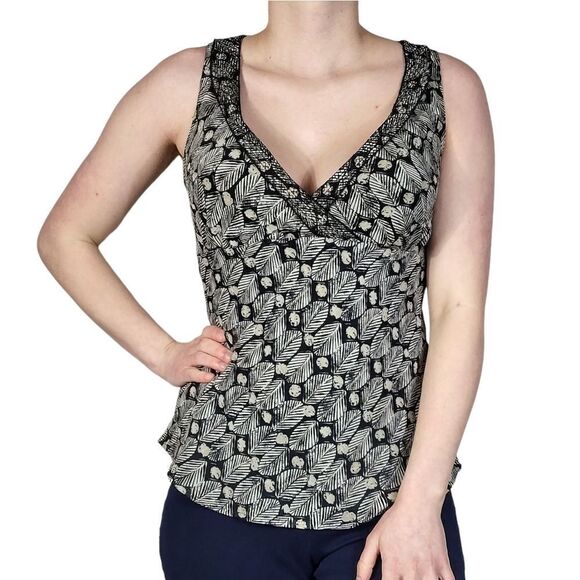 Sigrid Olsen Black White Left Print Tank Top - Picture 1 of 7